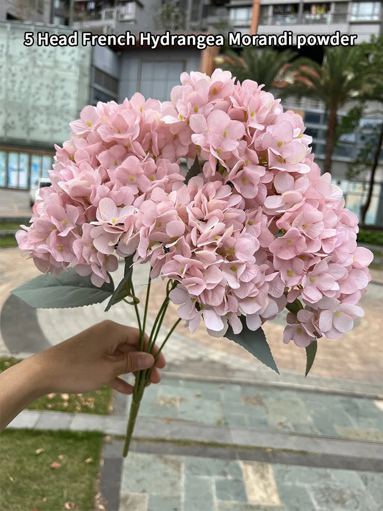 Artificial Hydrangea Bouquet – 5 Heads Silk Flowers