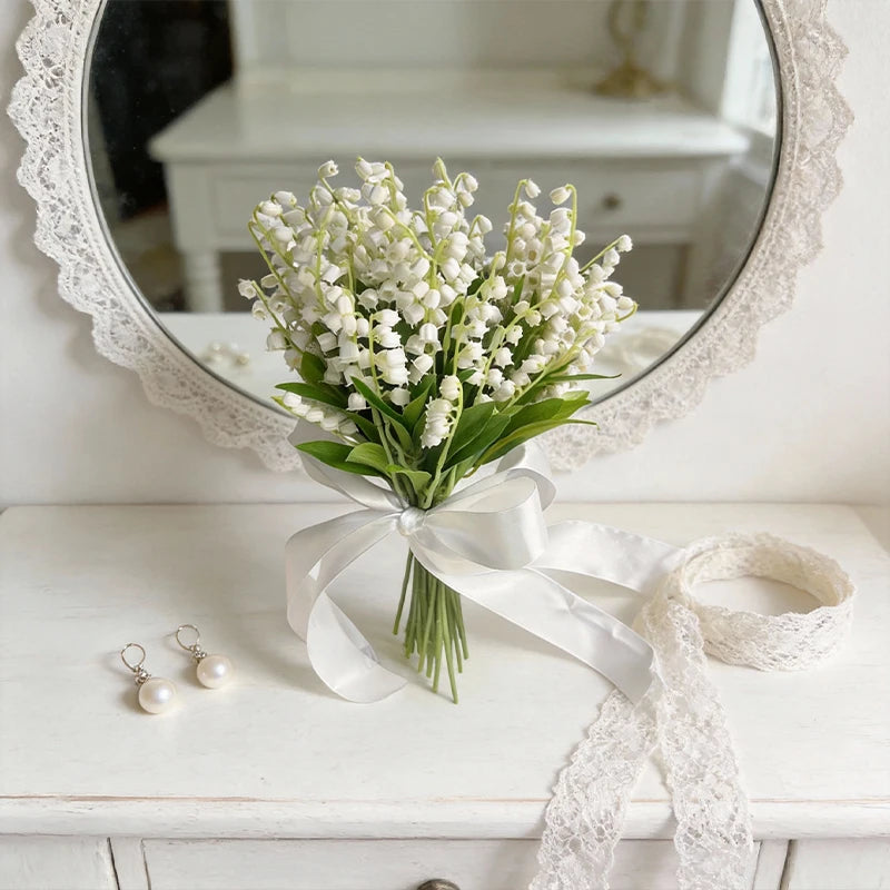 Artificial Lily of the Valley Bouquet Bulk – White Silk Bridal Artificial Bouquet