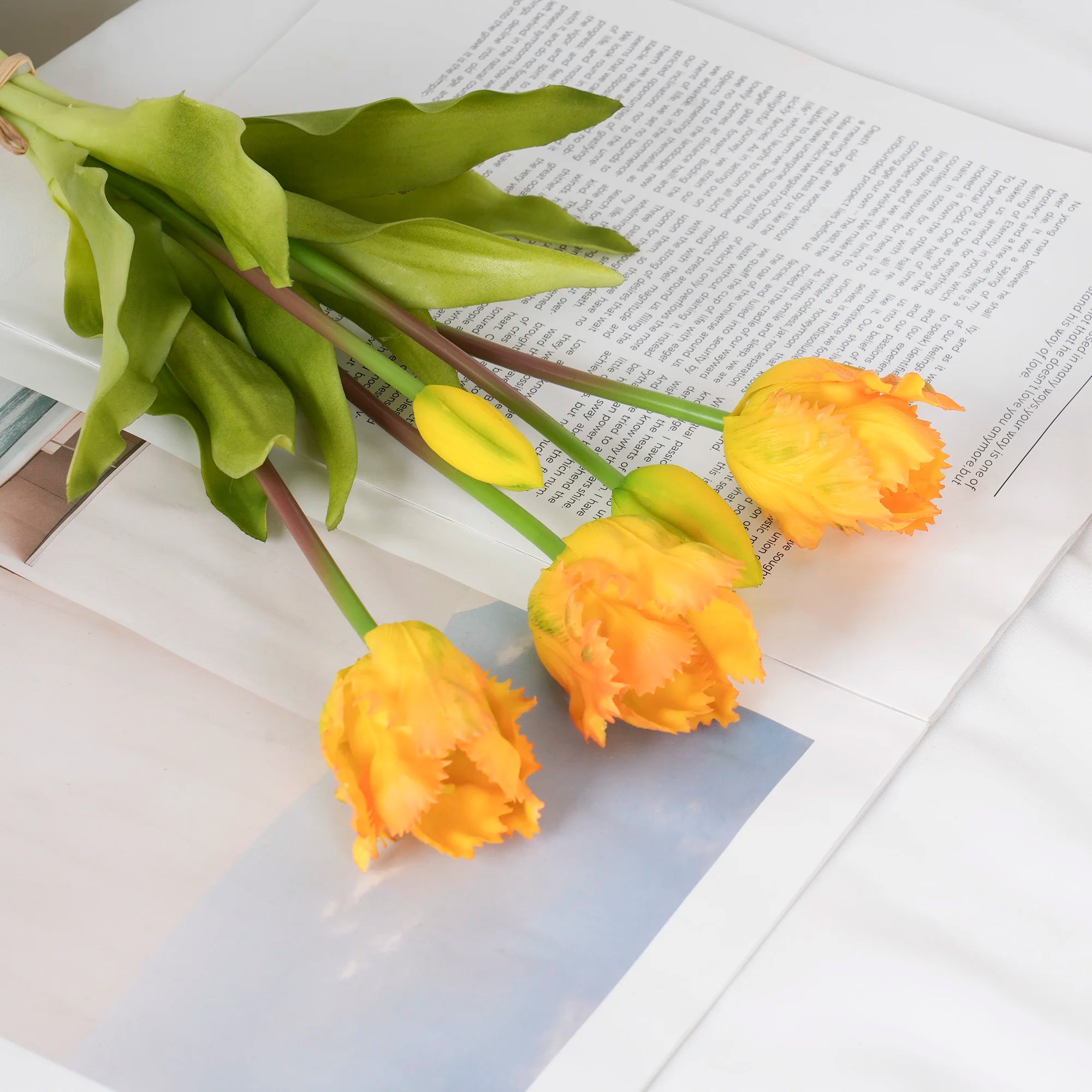 Parrot Wave Real Touch Tulip Artificial Flowers Bulk – Soft Silicone Latex Faux Tulip Bouquet | Perma Petals