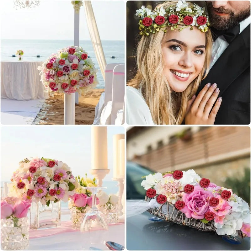 Artificial Red Foam Roses – Velvet DIY Wedding Flower Set