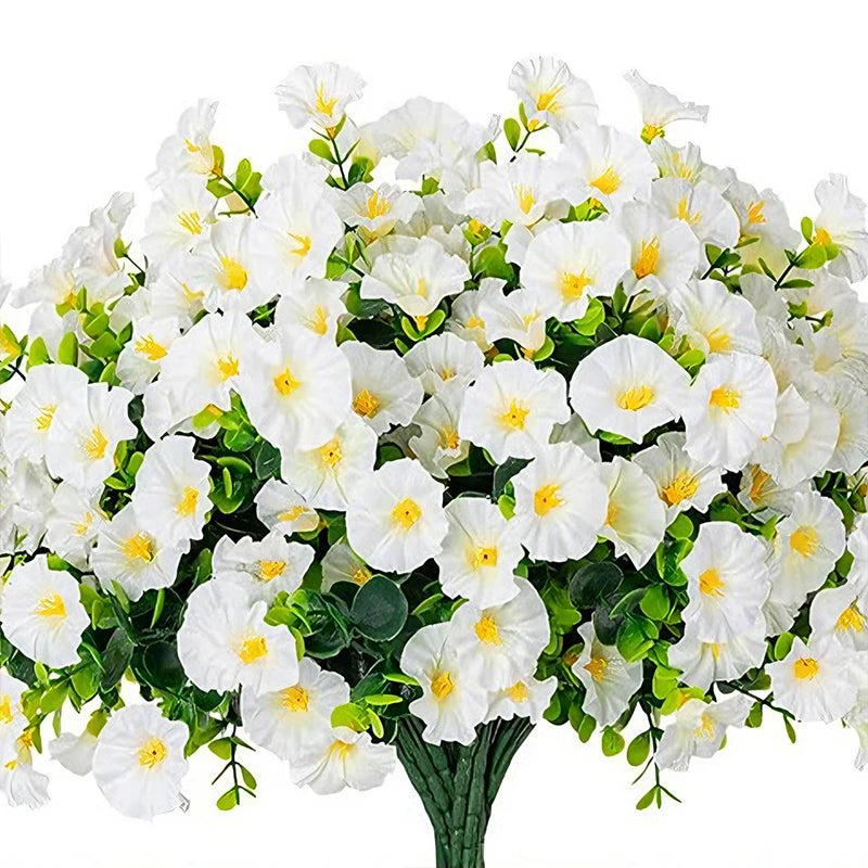 4 Bundles Artificial Morning Glory Flowers – UV Resistant Outdoor