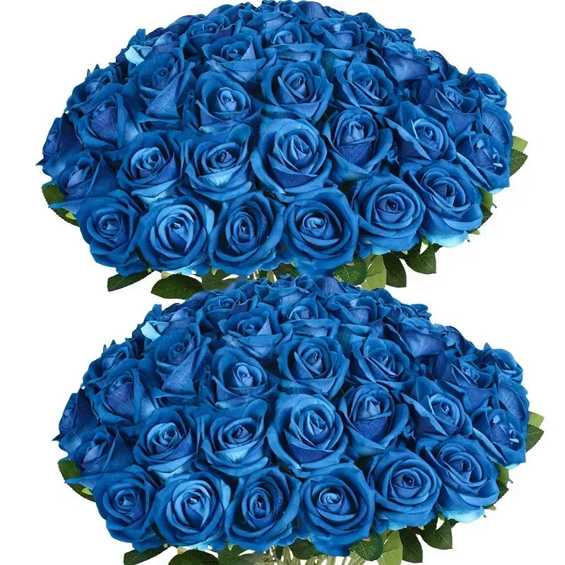 50PCS Velvet Artificial Roses – Real Touch Faux Rose Bouquet for Valentine’s Day, DIY Wedding Bouquets, Party Decorations, Home Decor Floral Arrangements
