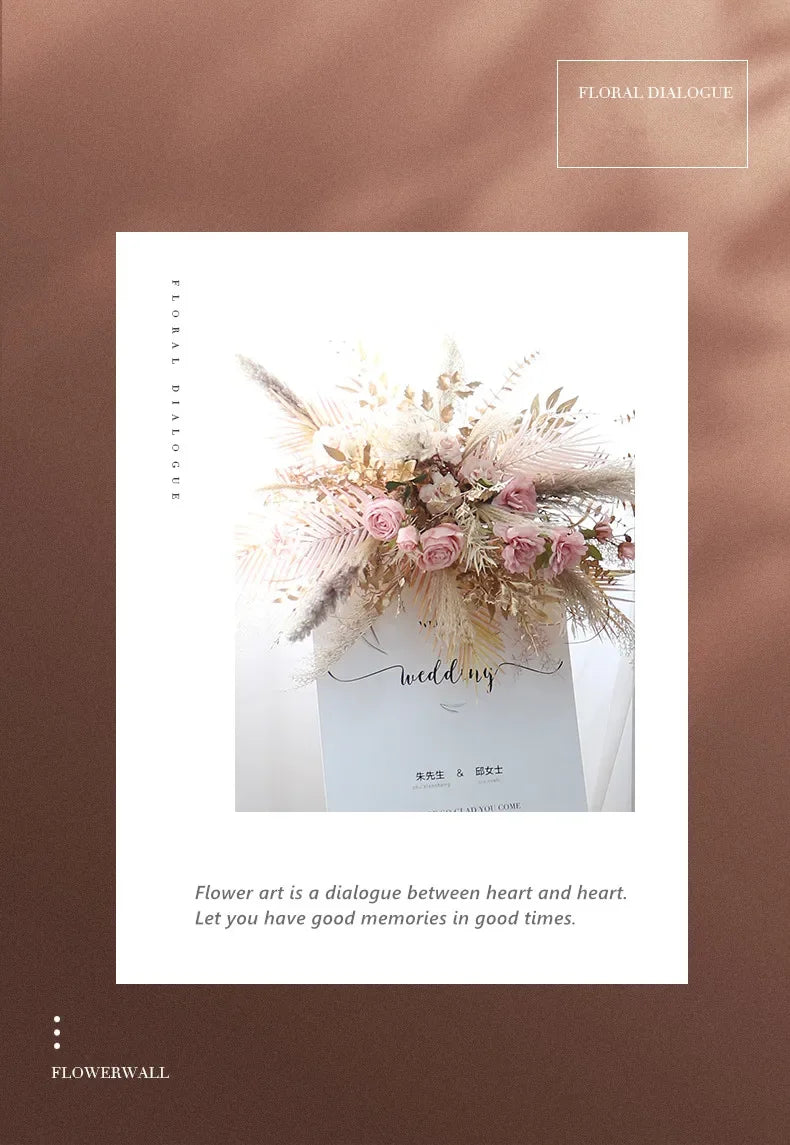 Boho Wedding Arch Flowers Kit Bulk – Pre-Made Pampas Silk Floral Backdrop Set