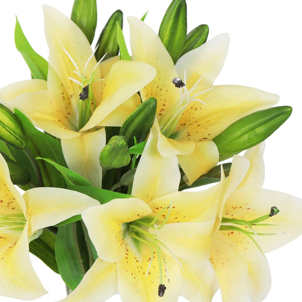5 Bouquets Artificial Tiger Lily Flowers – Real Touch Faux Lily Bouquets
