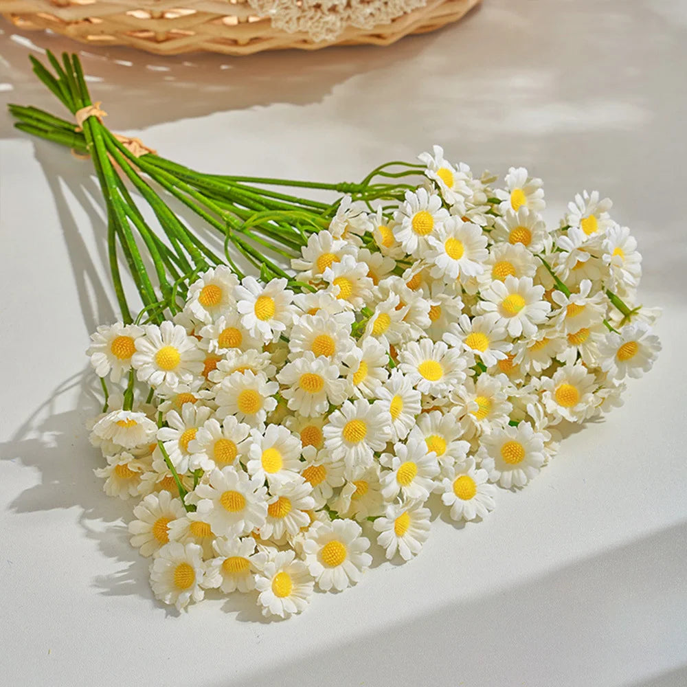 6PCS Artificial Daisy Bulk Bouquet – Polyester Faux Daisy Flowers