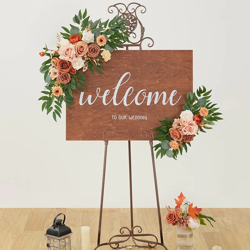 Artificial Rose Welcome Sign Floral Set Bulk (2PCS) – Wedding Decor