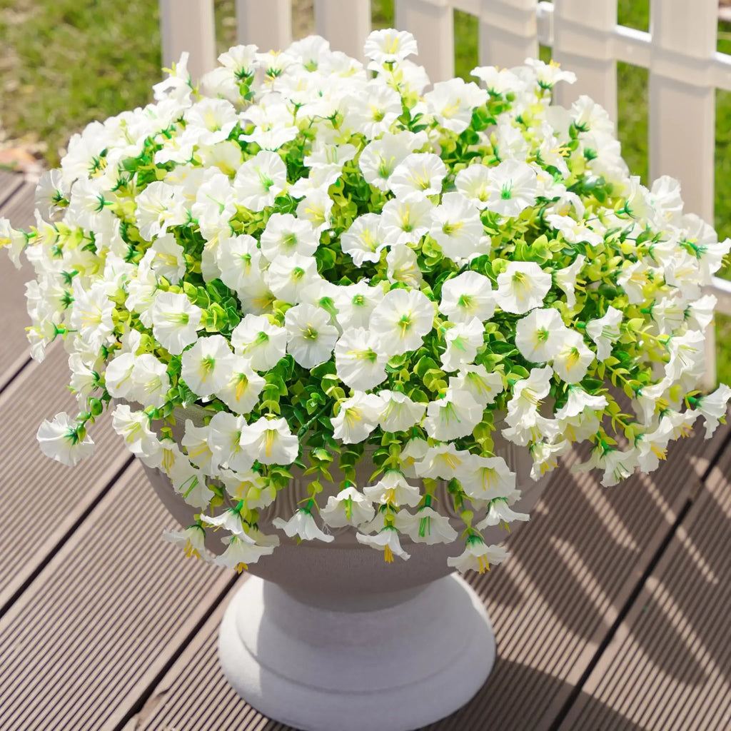 4 Bundles Artificial Morning Glory Flowers – UV Resistant Outdoor