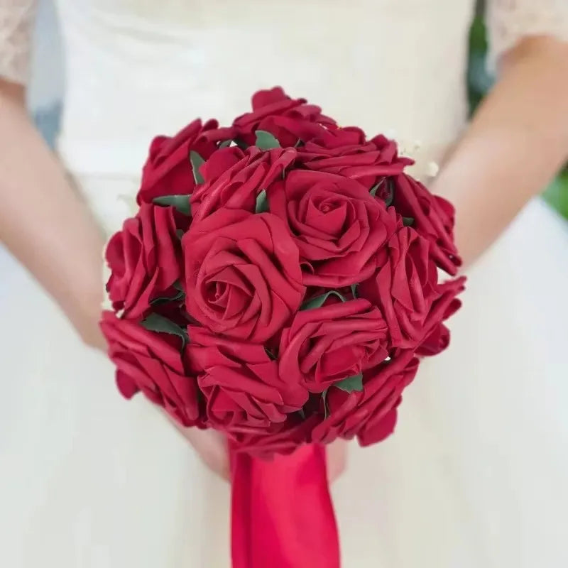 Artificial Red Foam Roses – Velvet DIY Wedding Flower Set