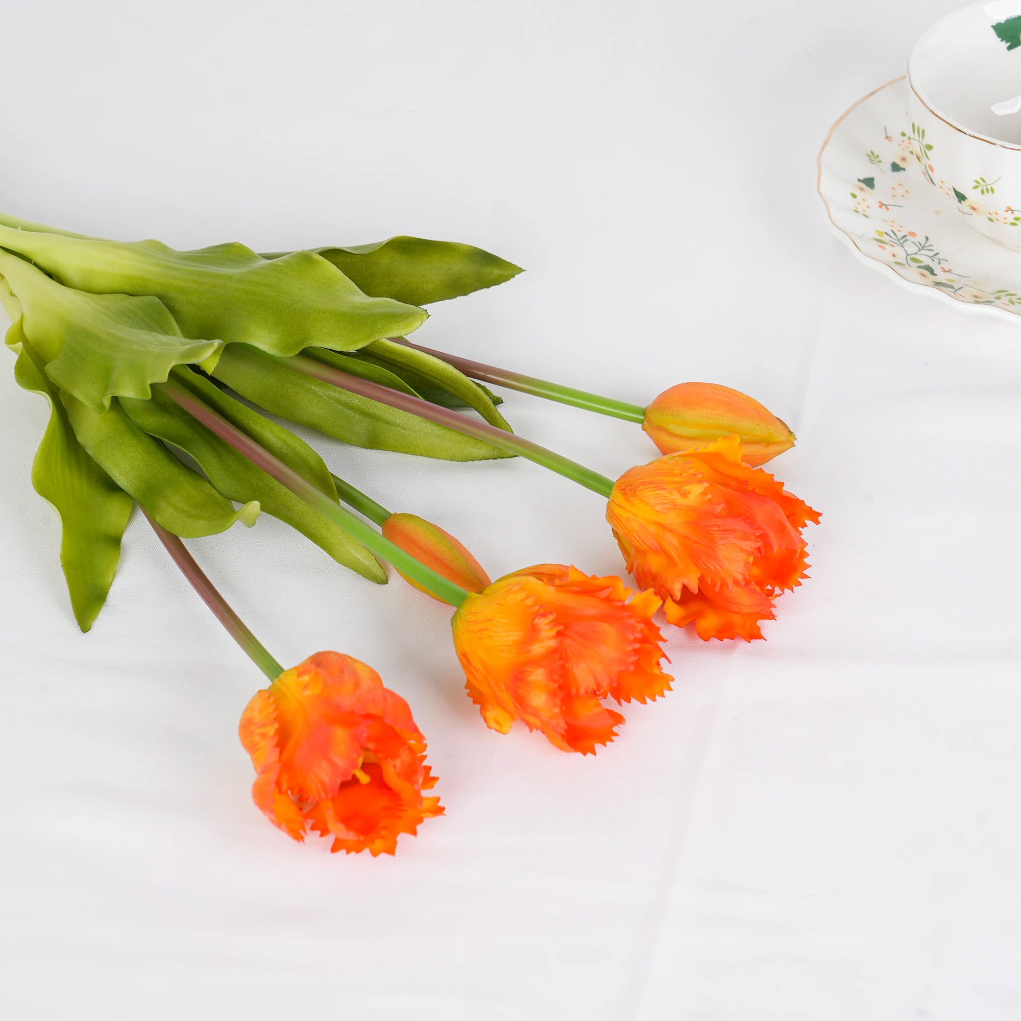 Parrot Wave Real Touch Tulip Artificial Flowers Bulk – Soft Silicone Latex Faux Tulip Bouquet | Perma Petals