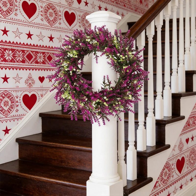 Artificial Lavender Wreath Set – Hanging Lavender Wreaths for Indoor/Outdoor