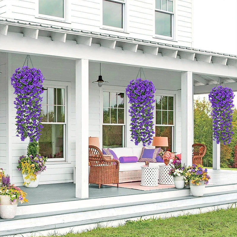 Artificial Violet Ivy Hanging Flower Garland – Faux Plastic Vine for Wedding Arch Decor, Party Backdrop, Home, Garden & Outdoor Decoration