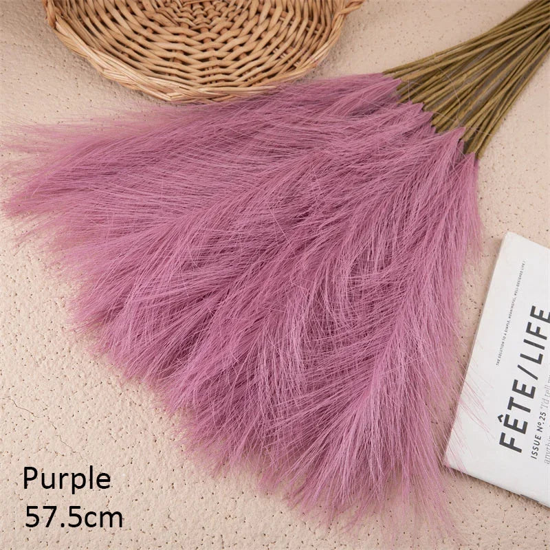 10PCS Artificial Pampas Grass Bouquet Bulk – Silk Reed Grass Stems for Boho Wedding
