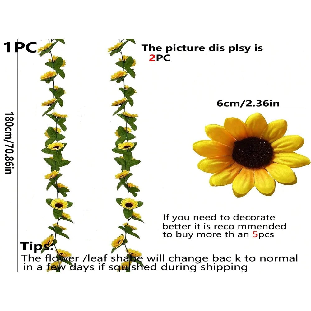 Artificial Sunflower Vine Garland – Hanging Wreath