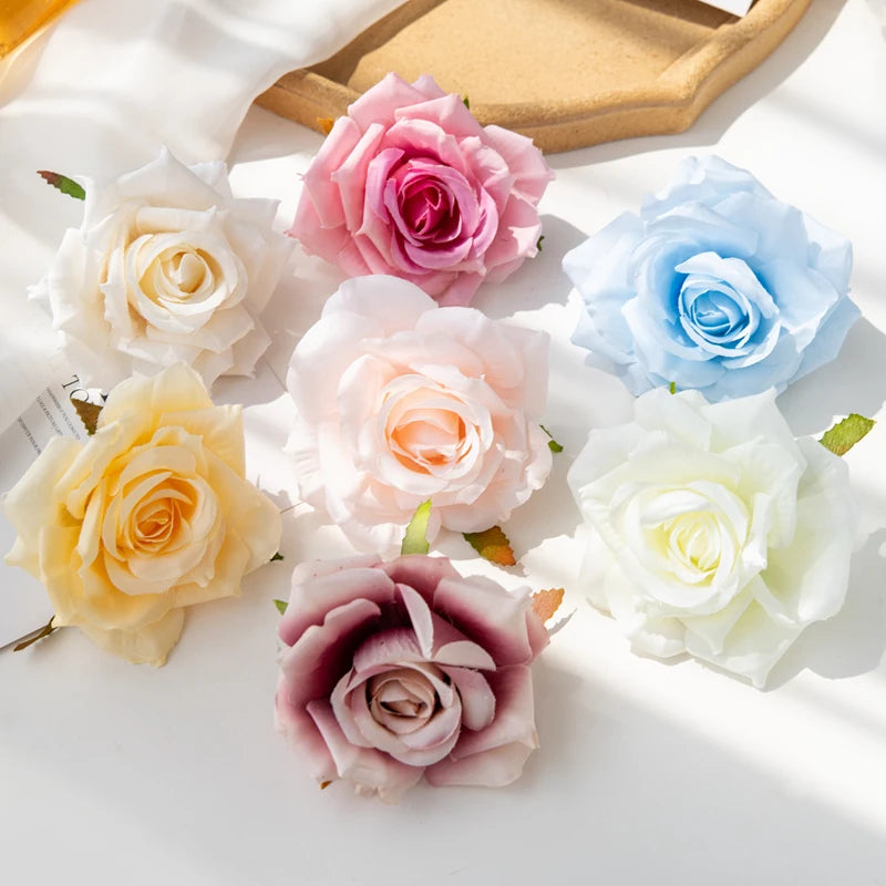 100PCS Artificial Silk Rose Heads Bulk – 10cm Faux Flowers