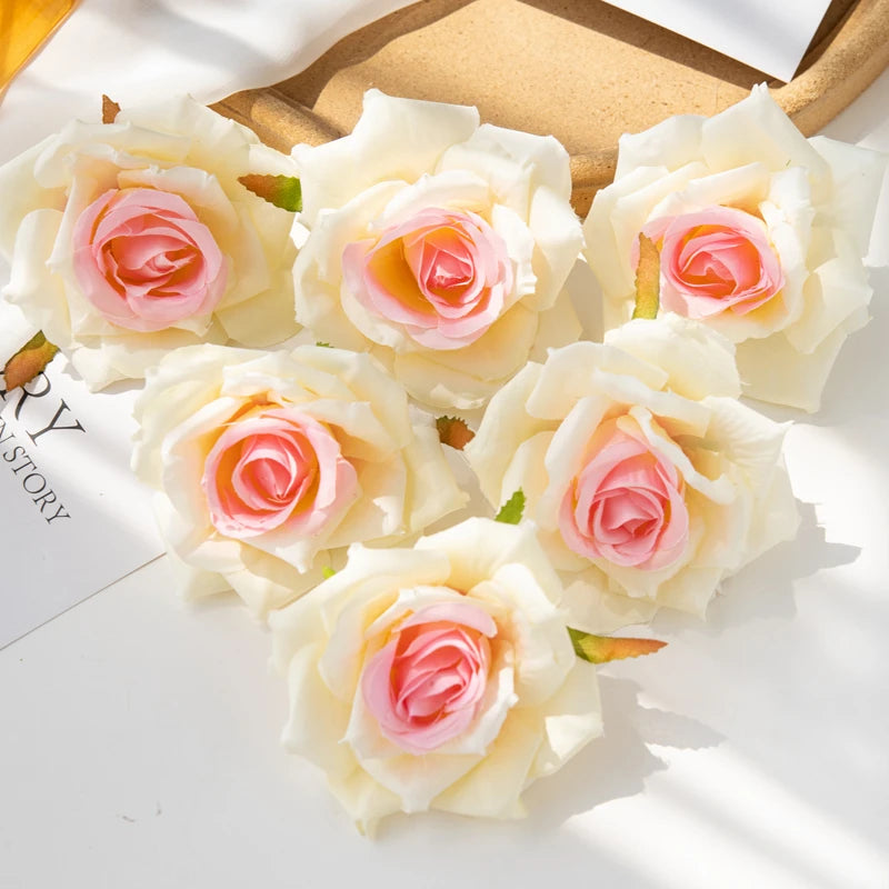 100PCS Artificial Silk Rose Heads Bulk – 10cm Faux Flowers