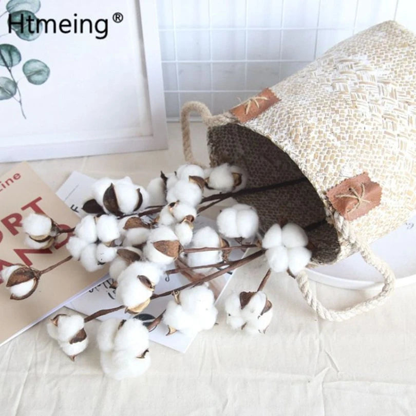 Artificial Cotton Flower Branches Bulk – Natural Look Faux Cotton Stems