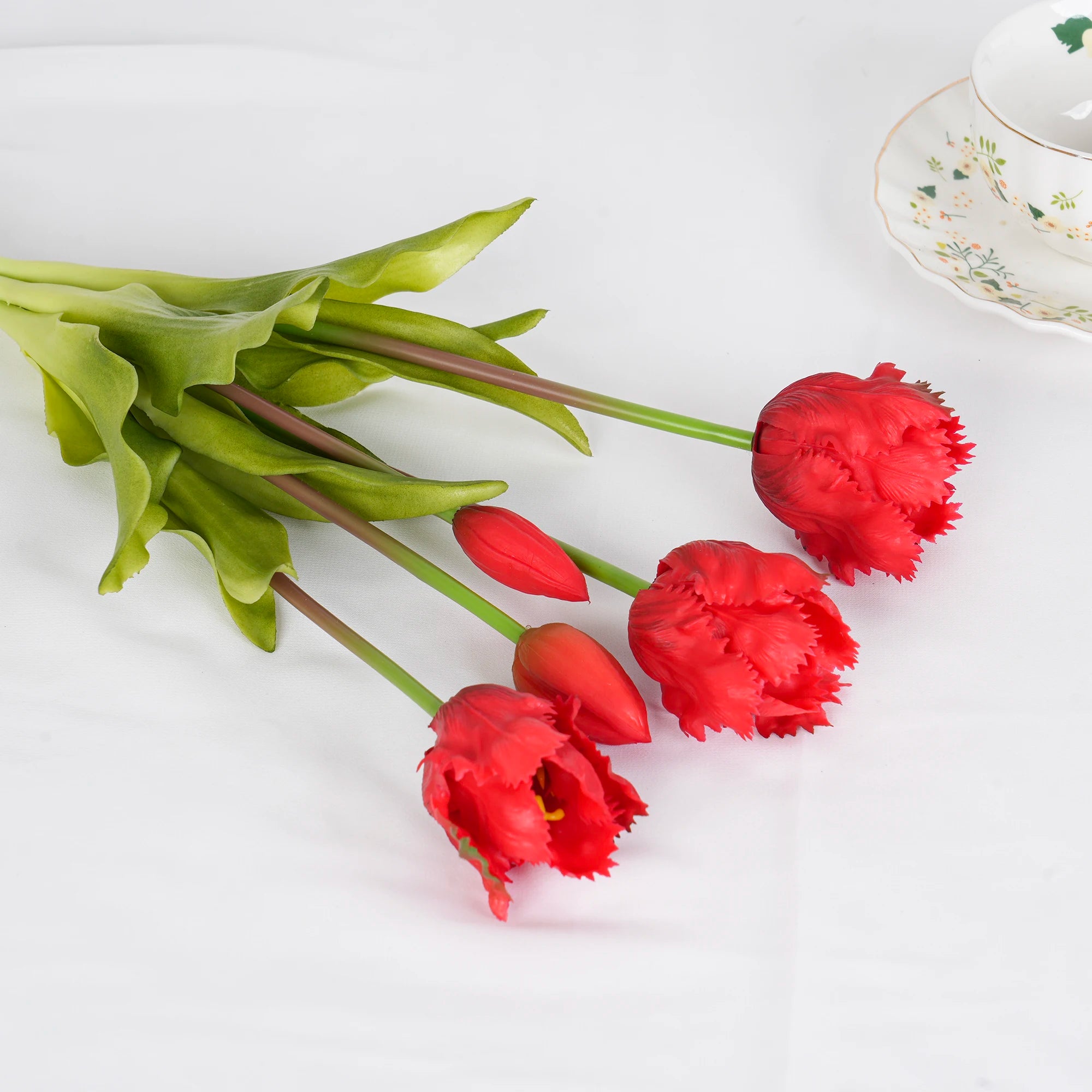 Parrot Wave Real Touch Tulip Artificial Flowers Bulk – Soft Silicone Latex Faux Tulip Bouquet | Perma Petals