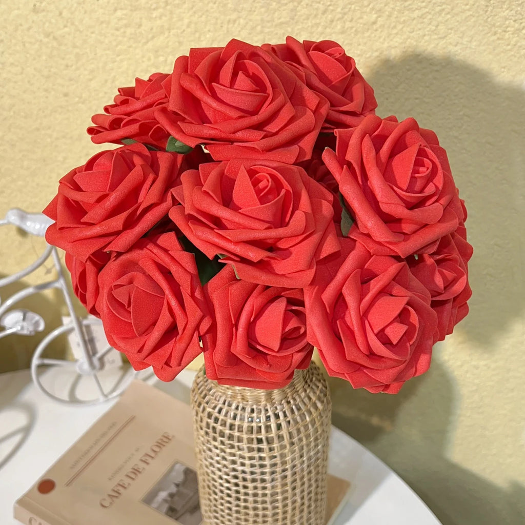 Artificial Red Foam Roses – Velvet DIY Wedding Flower Set