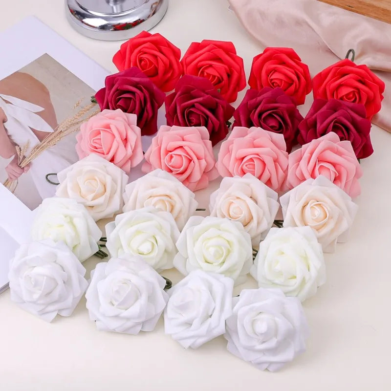 Artificial Red Foam Roses – Velvet DIY Wedding Flower Set