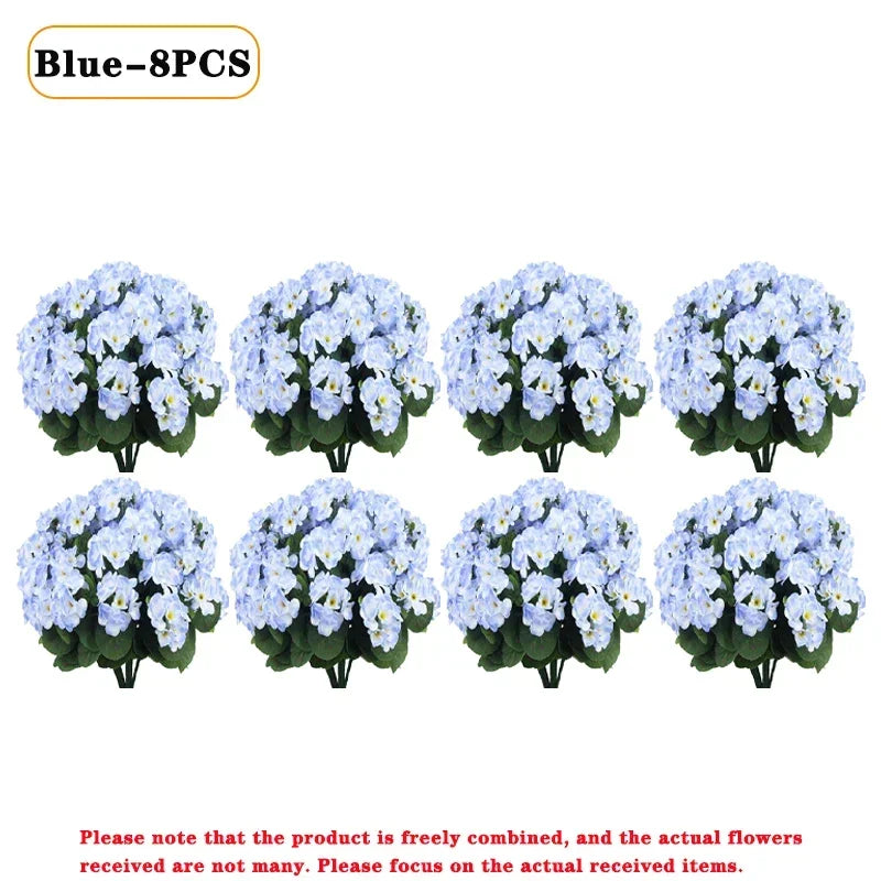 1-8PCS UV Resistant Artificial Begonia Flowers – Realistic Faux Outdoor Flower Heads for Garden, Porch, Patio, Wedding Decor & Floral Arrangements