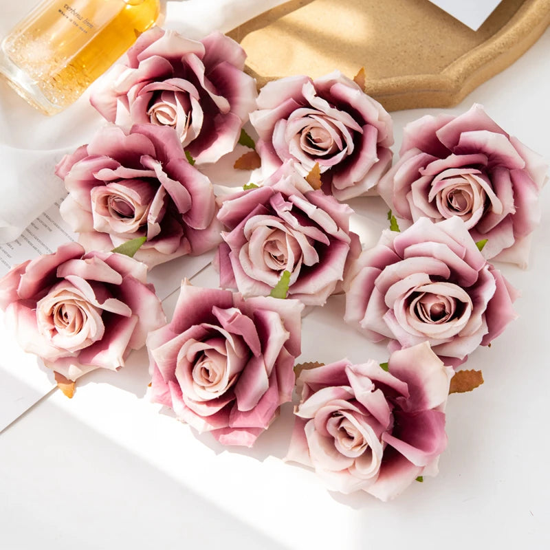 100PCS Artificial Silk Rose Heads Bulk – 10cm Faux Flowers