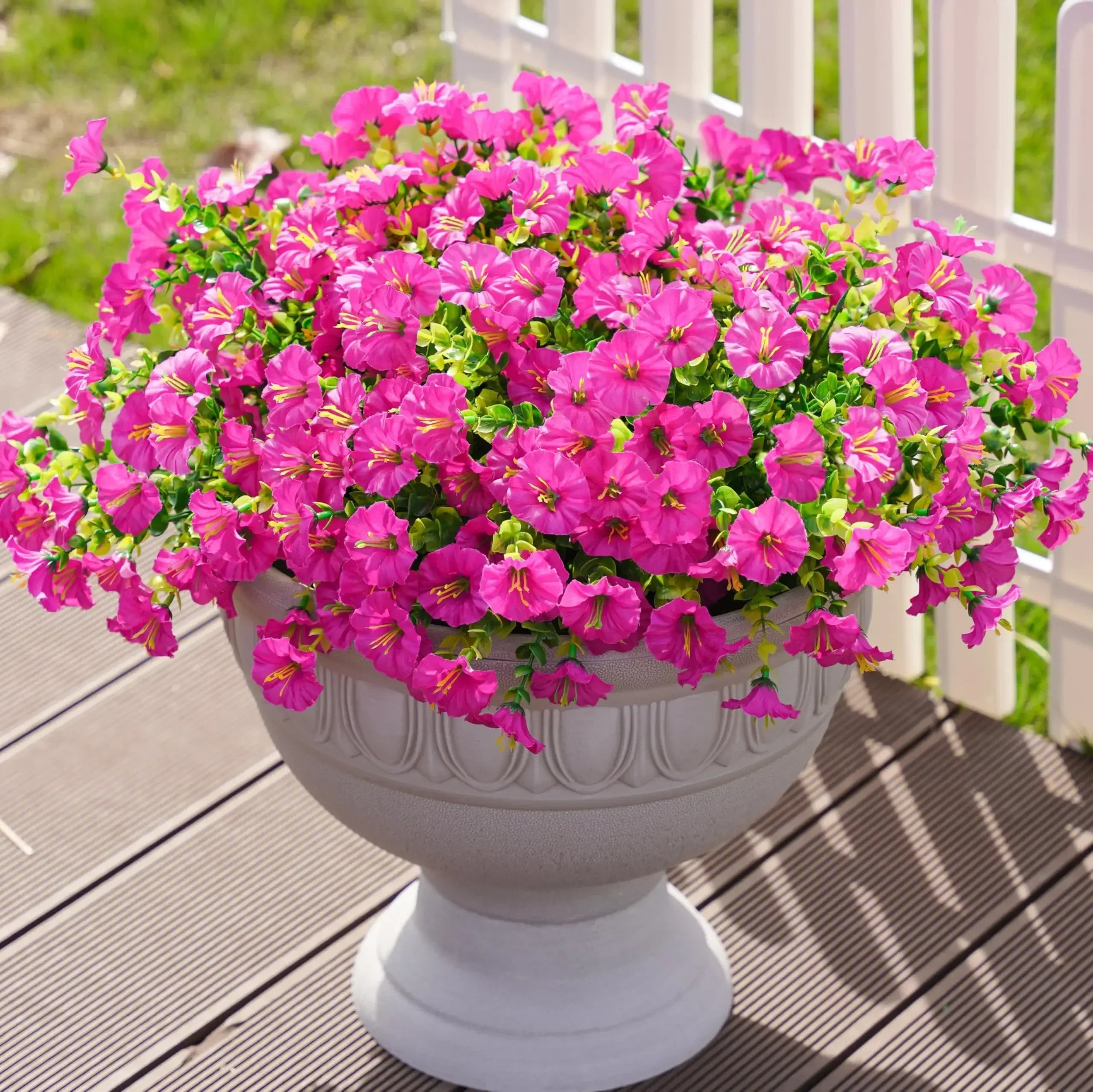 4 Bundles Artificial Morning Glory Flowers – UV Resistant Outdoor