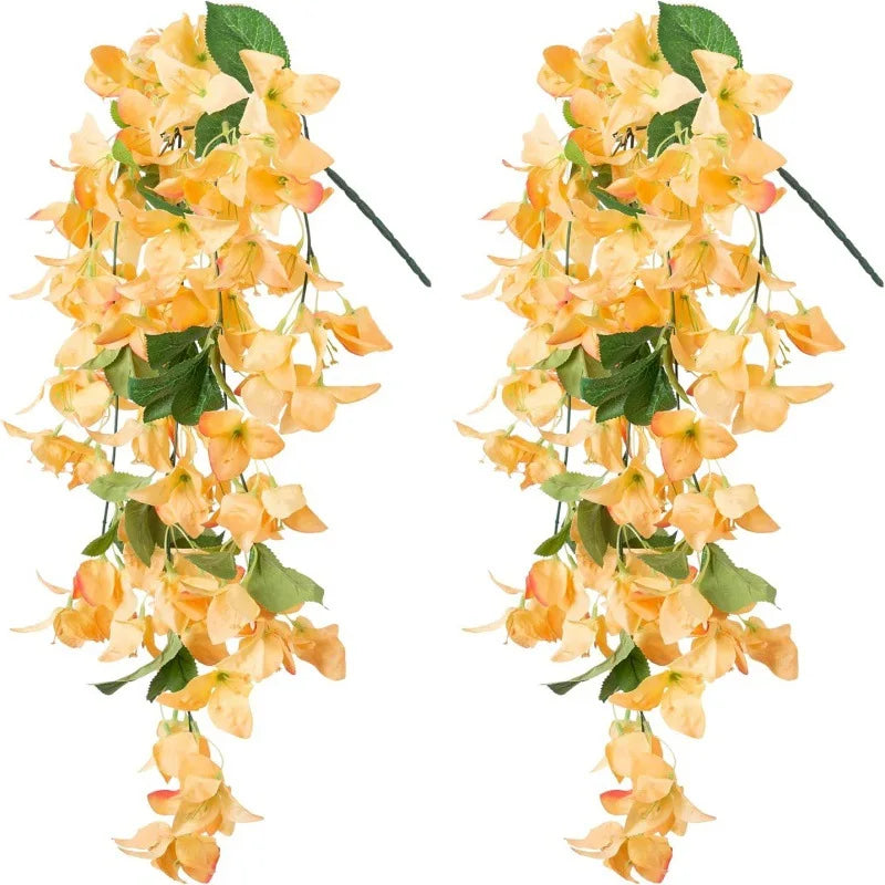 2PCS Artificial Bougainvillea Hanging Flowers – UV Protected Silk Vine Garlands for Outdoor Balcony, Garden, Patio & Home Decoration