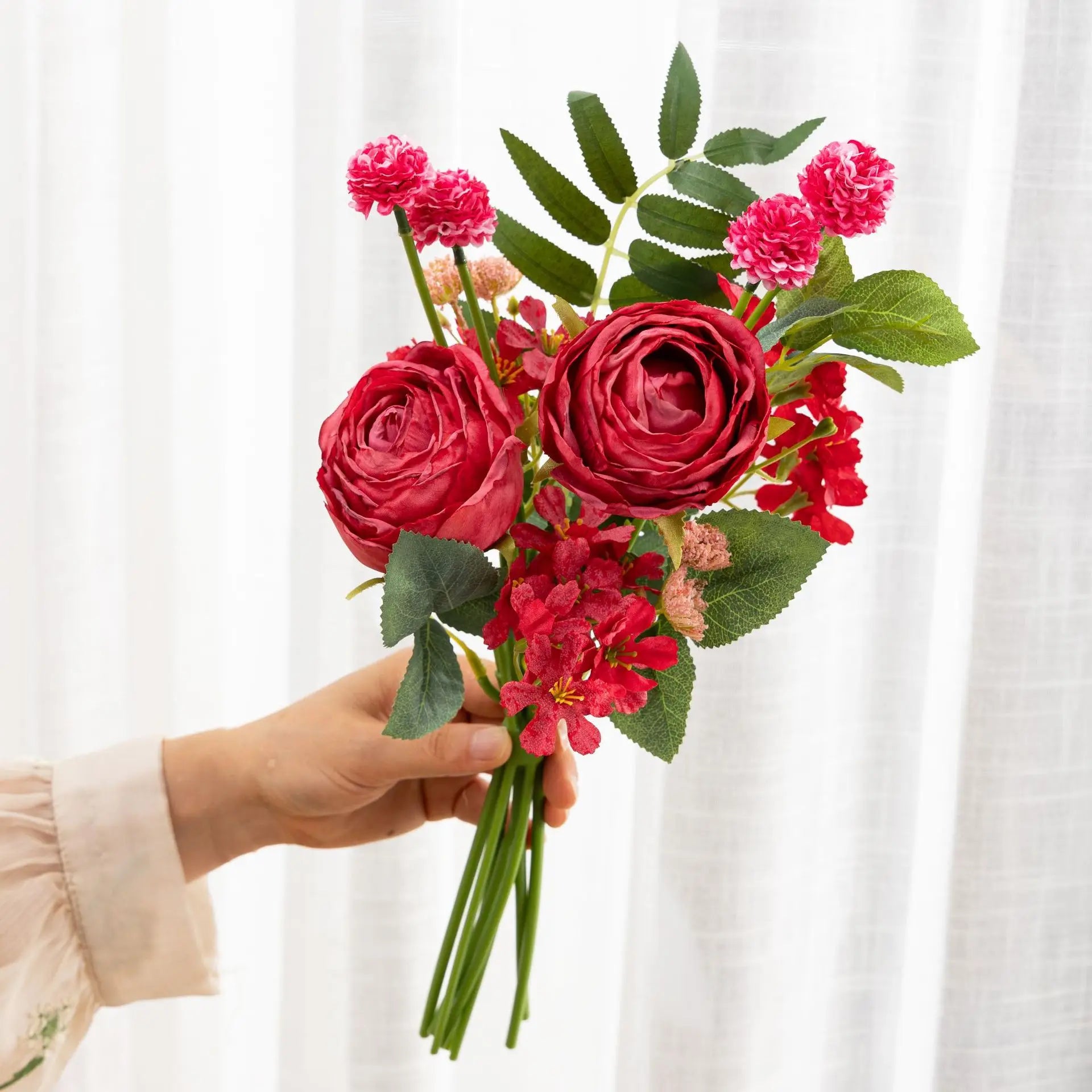 Artificial Rose Peony Variety Flower Bouquet – Fake Roses