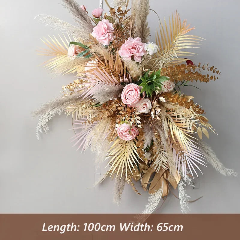 Boho Wedding Arch Flowers Kit Bulk – Pre-Made Pampas Silk Floral Backdrop Set