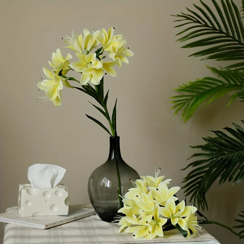 10 Head Artificial Lily Flower Branch – Silk Faux Lily