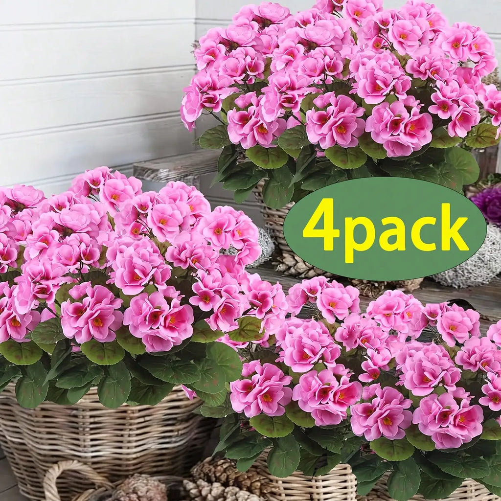 Artificial Hanging Flowers with Green Foliage – Faux Flower Branches for Indoor Outdoor Garden Decor, Porch, Patio, Window Boxes & Hanging Planters (1/2/4PCS Sets)