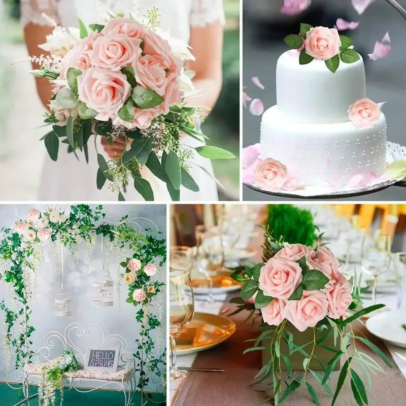 Artificial Red Foam Roses – Velvet DIY Wedding Flower Set