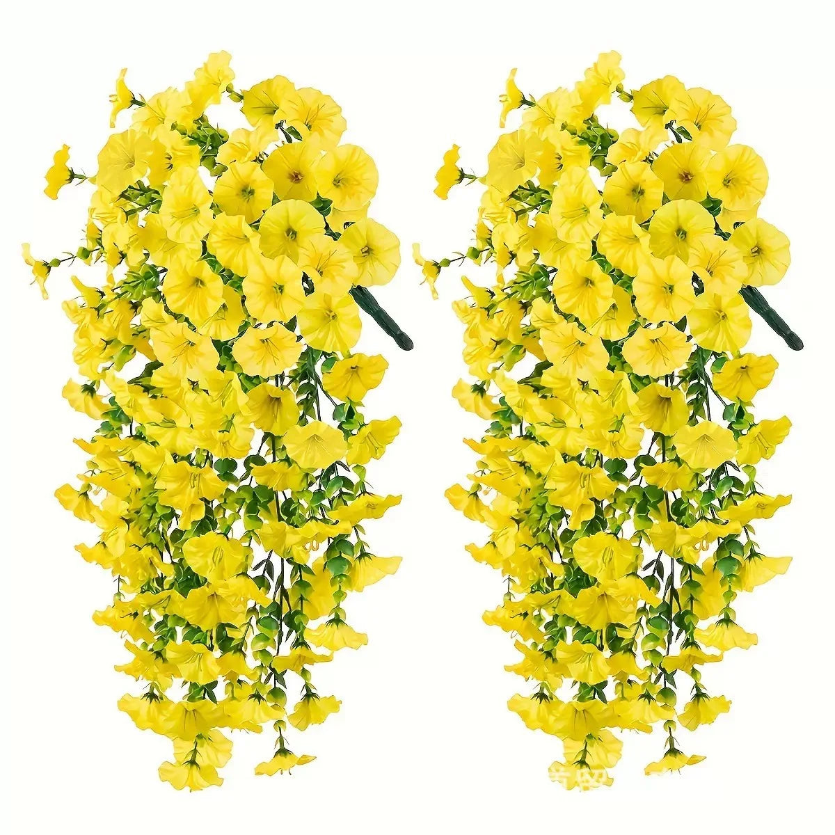 2PCS Artificial Morning Glory & Eucalyptus Hanging Flowers – Faux Vine Garland for Outdoor Wedding Decor, Garden, Party & Home Decoration