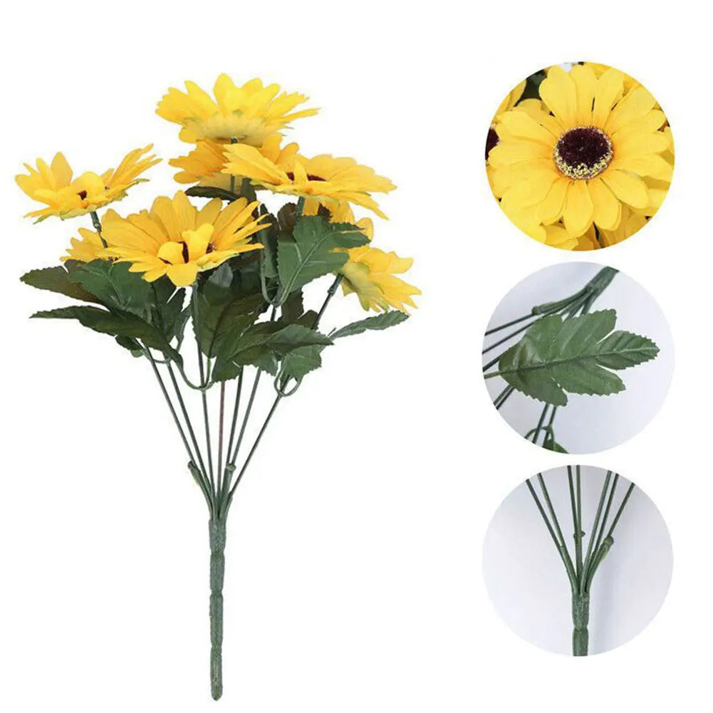 Artificial Sunflower Bouquet 7 Heads – Silk Sunflowers Fake Flower Arrangement