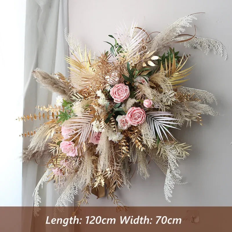 Boho Wedding Arch Flowers Kit Bulk – Pre-Made Pampas Silk Floral Backdrop Set