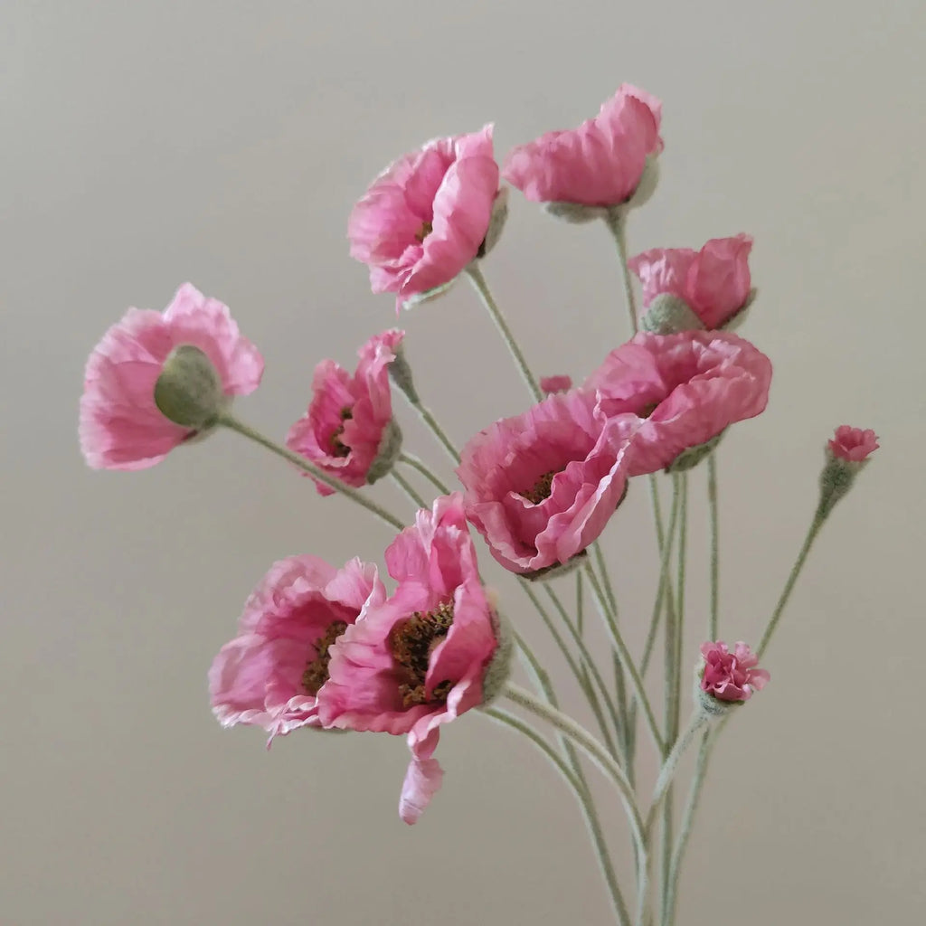 Artificial Poppy Stems – 65cm Long Faux Flowers for Wedding, DIY Decor