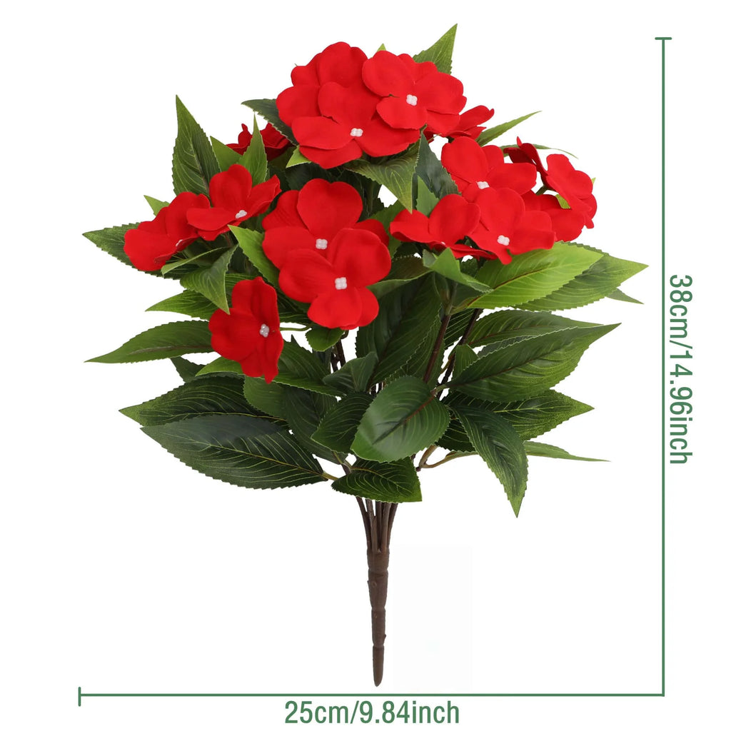 1/2/6PCS Artificial Balsam Flowers – UV Resistant Realistic Silk Faux Flower Stems for Indoor Outdoor Decor, Wedding, Home, Hotel Arrangement