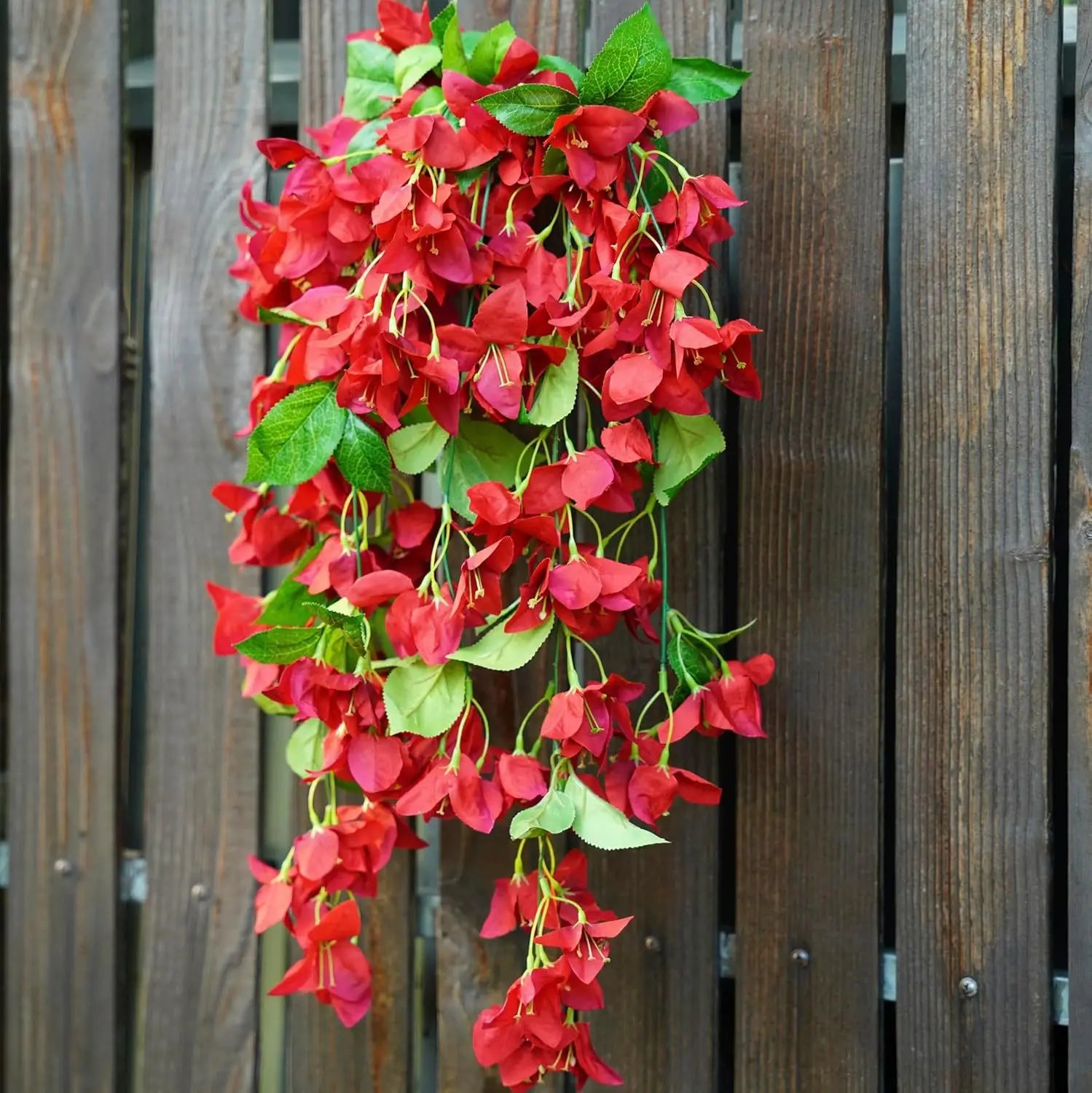 2PCS Artificial Bougainvillea Hanging Flowers – UV Protected Silk Vine Garlands for Outdoor Balcony, Garden, Patio & Home Decoration