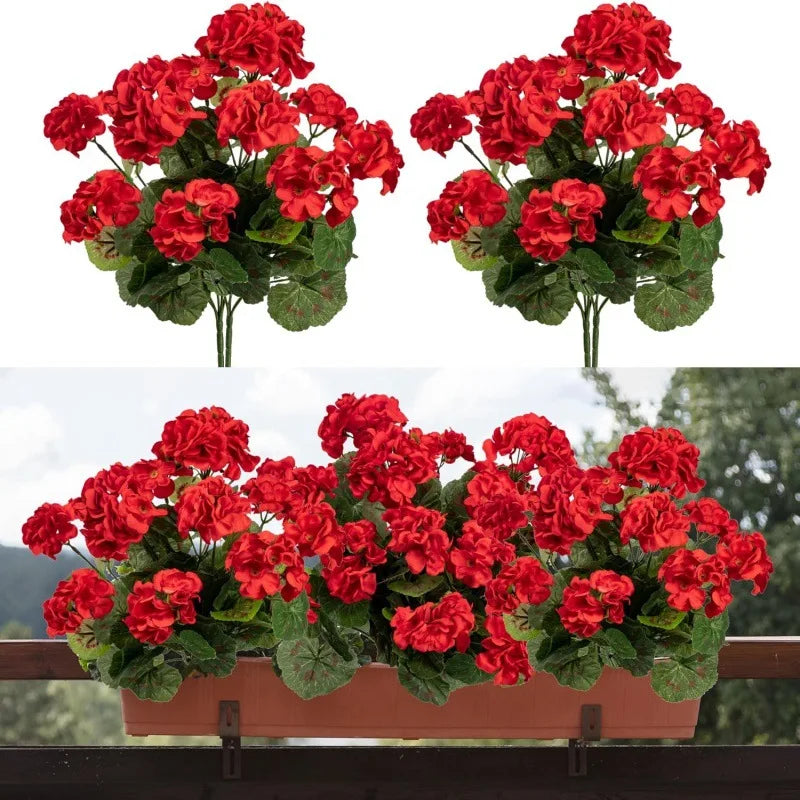 Artificial Begonia Geranium Silk Plants- Outdoor