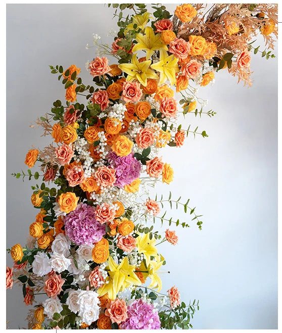 Colorful Rose Wildflower Wedding Arch Backdrop Bulk – Silk Floral Row 160–200cm