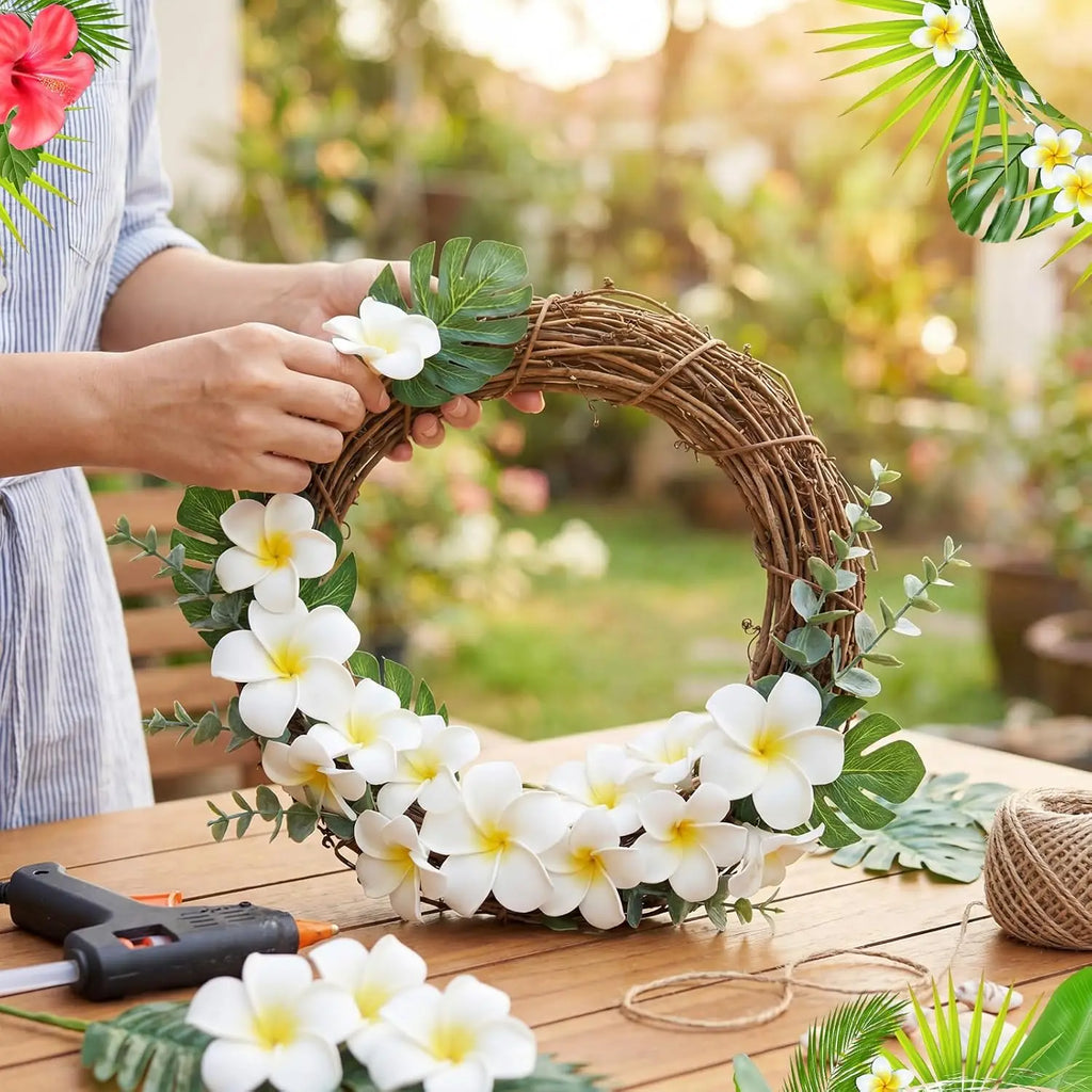 30pcs Hawaiian Plumeria Frangipani PU Artificial Flowers – Tropical DIY
