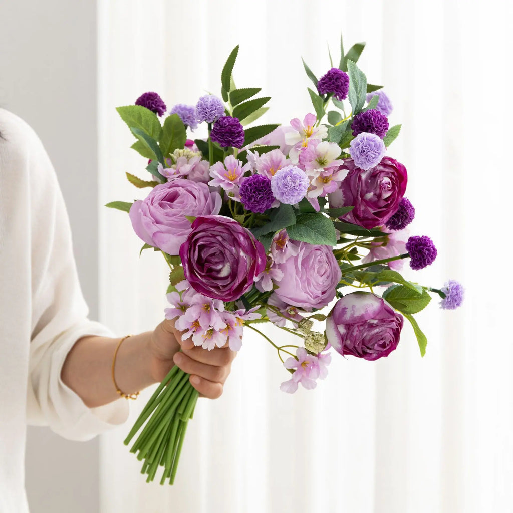 Artificial Rose Peony Variety Flower Bouquet – Fake Roses