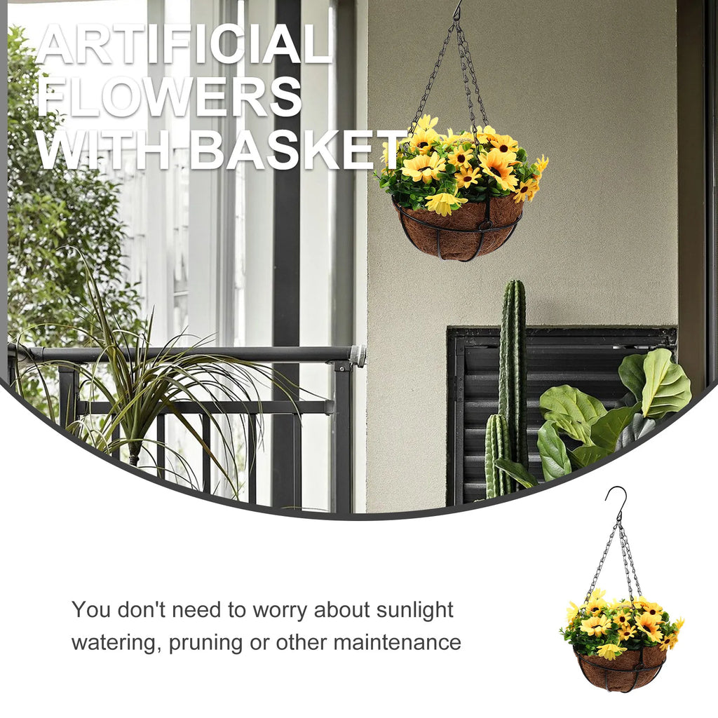 Sunflower Hanging Basket – Outdoor Garden Decor