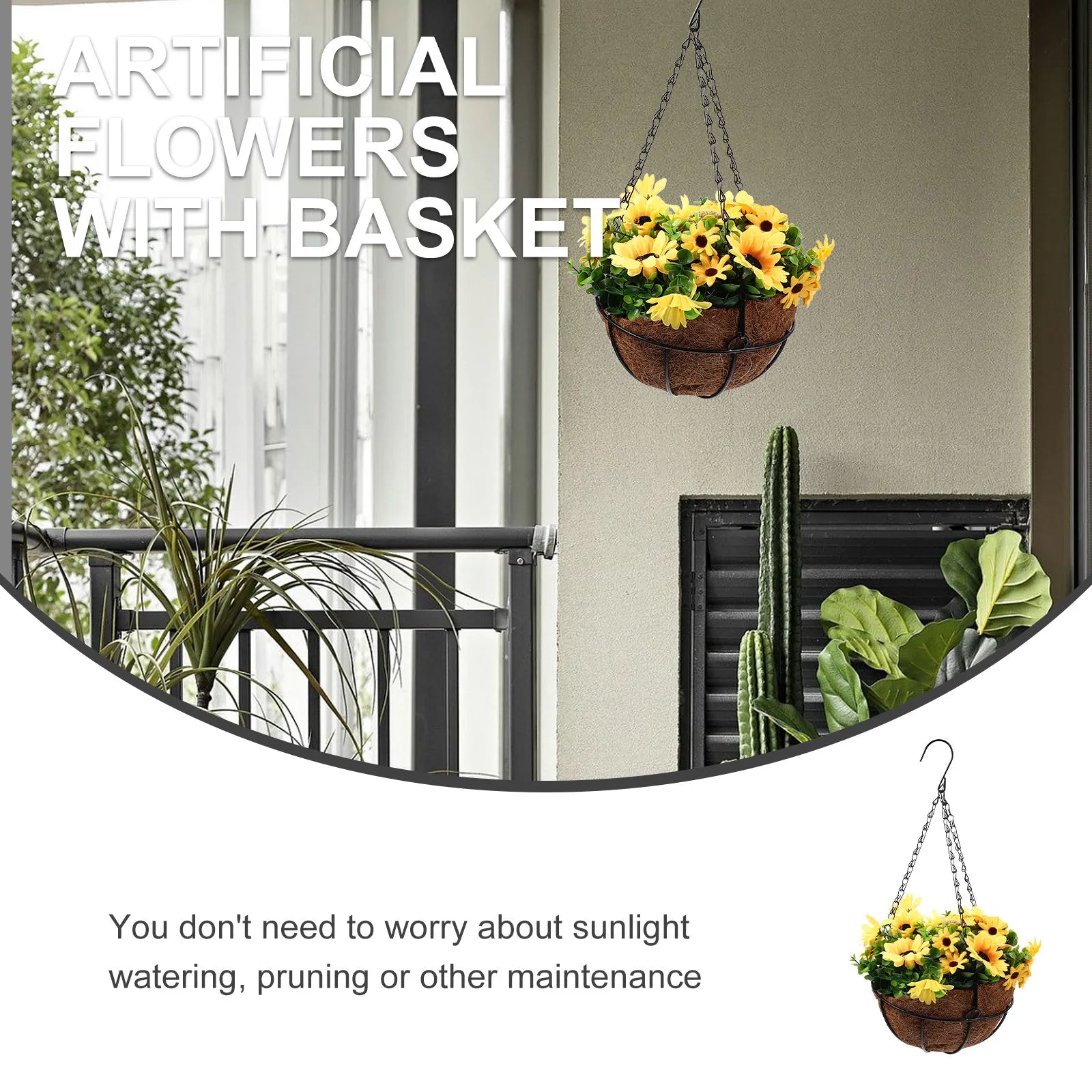 Sunflower Hanging Basket – Outdoor Garden Decor