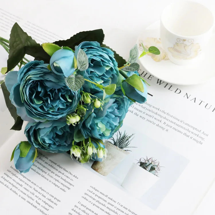 Artificial Rose & Peony Bouquet – Silk Wedding Bridal Flowers, Faux Roses & Peonies