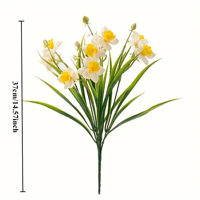 Artificial Daffodil Flowers UV Resistant – Realistic Faux Daffodil Plants Bulk