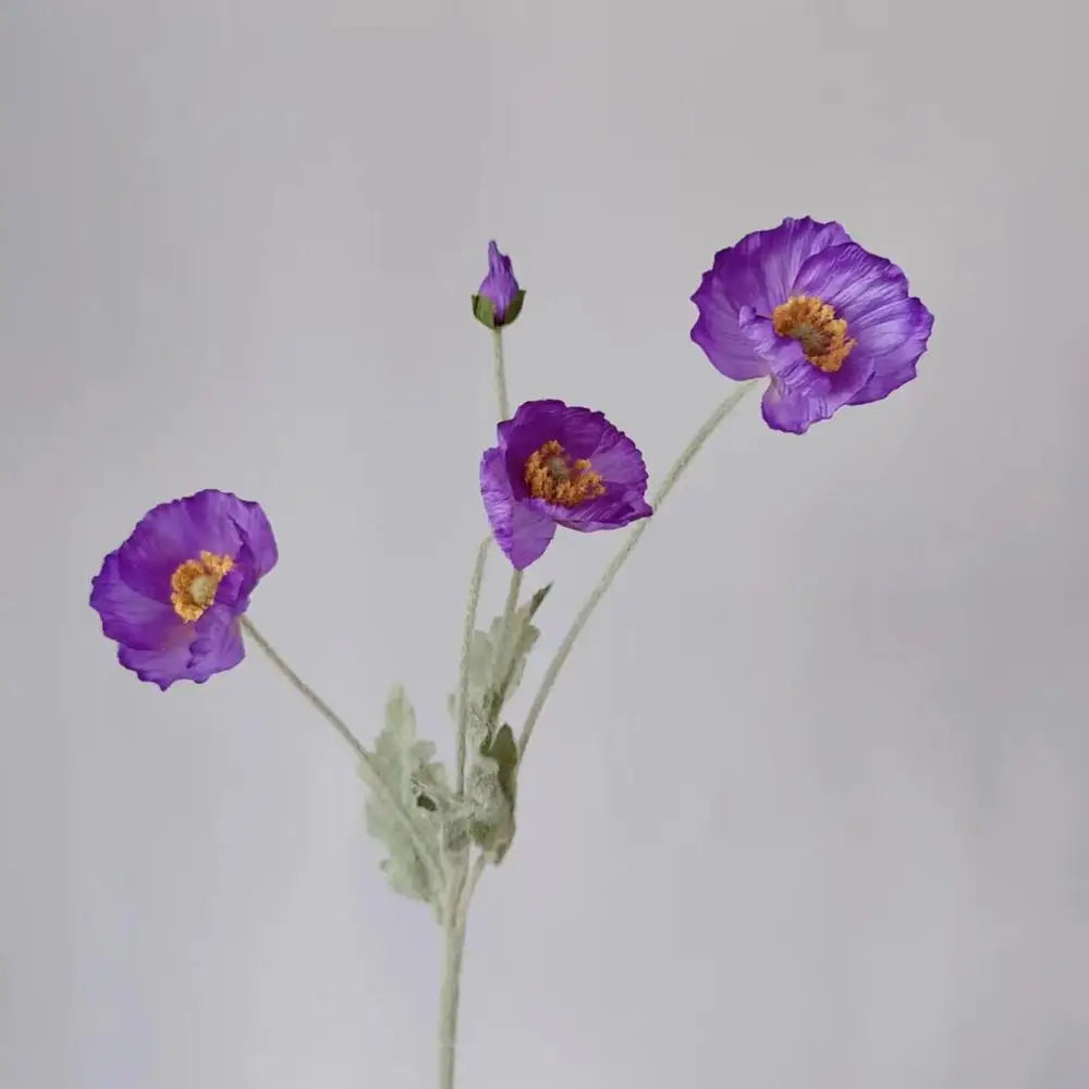 Artificial Poppy Flower Bouquet – 4 Head Silk Faux Poppy Flowers for Home Decor, Wedding Centerpieces, Garden Party Decorations, DIY Floral Arrangements
