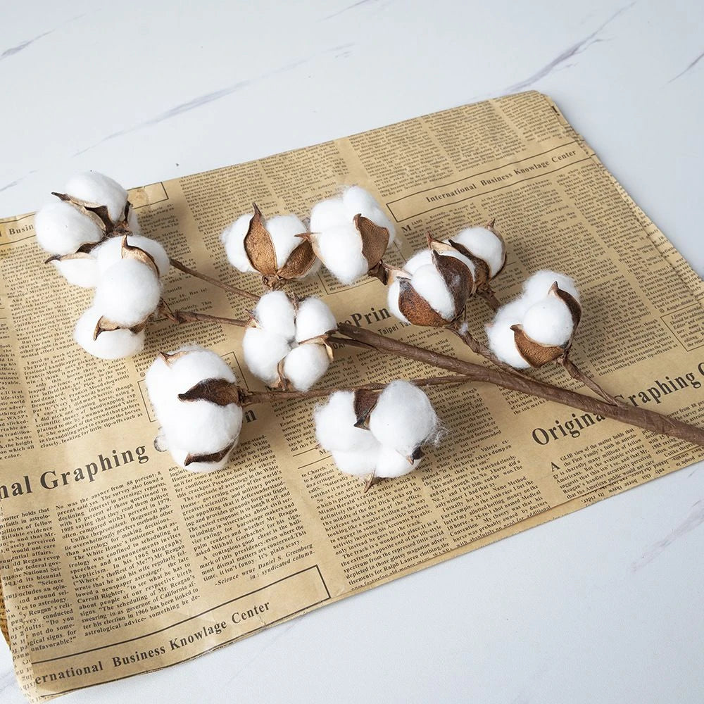 Artificial Cotton Flower Branches Bulk – Natural Look Faux Cotton Stems