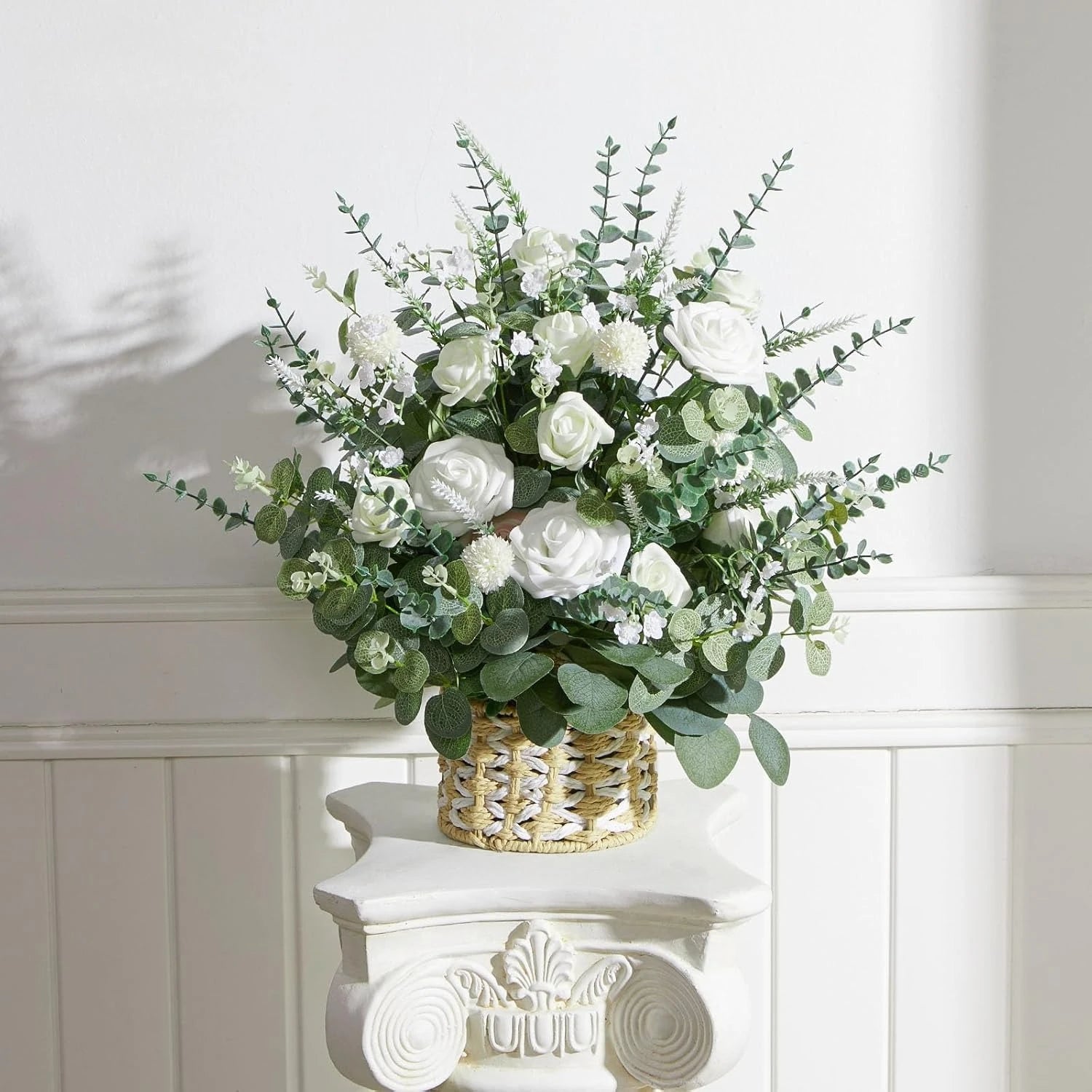 60PCS Artificial Eucalyptus & Silver Dollar Stems Bulk – Artificial Greenery Bouquet
