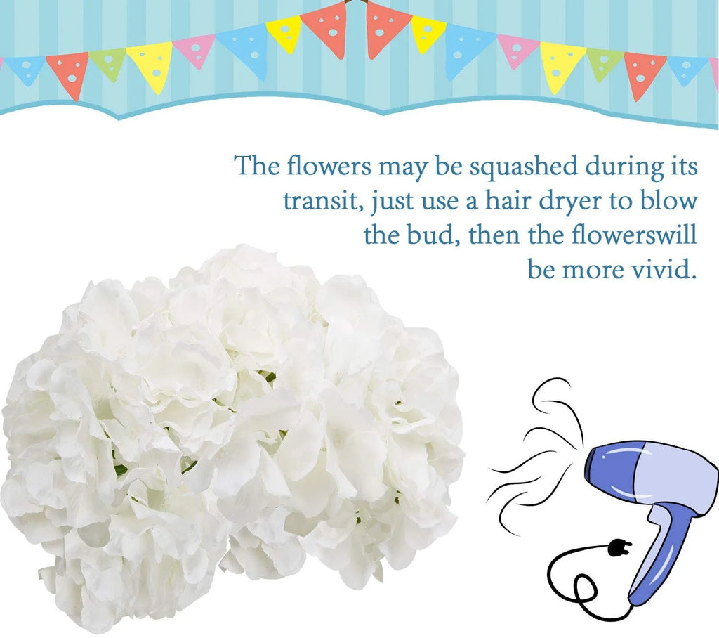10PCS Artificial White Hydrangea Flowers – Real Touch Silk Hydrangea Branch Stems, Faux Hydrangea Bouquet for Wedding, Home Decor & Centerpieces